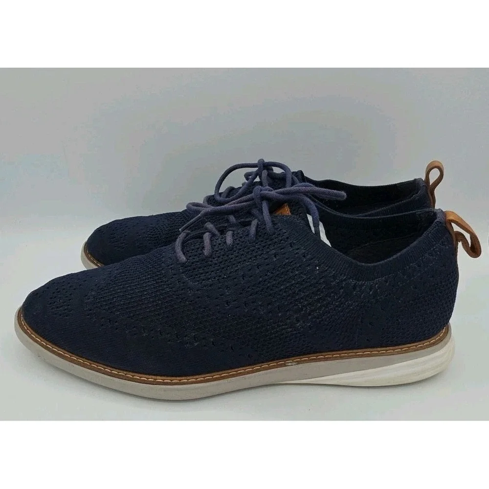 Cole Haan OriginalGrand Shoes Mens‎ Size 12 Blue Knit Wingtip Dress Oxford - Picture 2 of 8